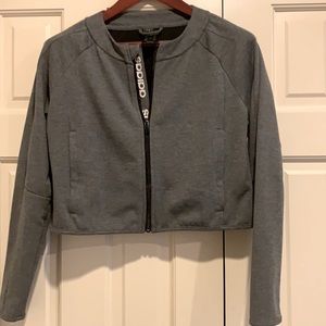 Adidas grey zip up cropped jacket. Zipper pockets. Size M.